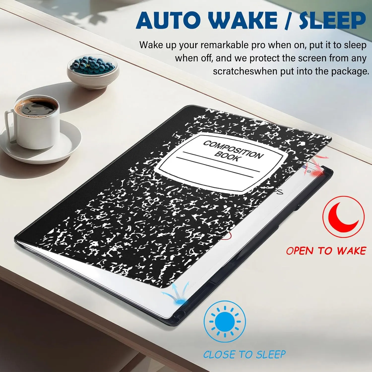 Case for Remarkable Paper Pro Tablet 11.8" (Released in 2024), Hard Back Shell Protective Book Folio Cover with Built-in Pen Holder, with Auto Sleep/Wake Function.
