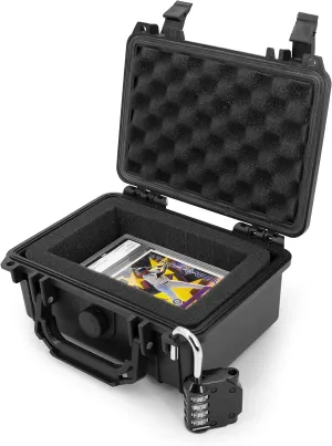 CASEMATIX Graded Card Case Storage Box For Sports Cards Compatible With 8 BGS, 13 FGS or 11 GMA PSA Graded Trading Card Slabs and More Collectible Cards - Airtight, Waterproof and Includes Padlock