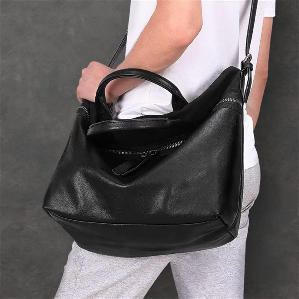 Casual Men's Bag Retro Leather Large Bag Single Shoulder Travel Crossbody Handbag
