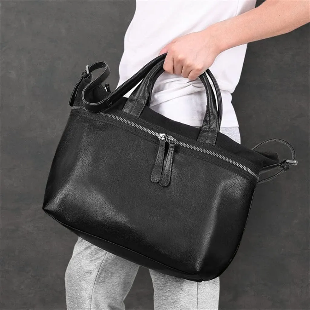 Casual Men's Bag Retro Leather Large Bag Single Shoulder Travel Crossbody Handbag