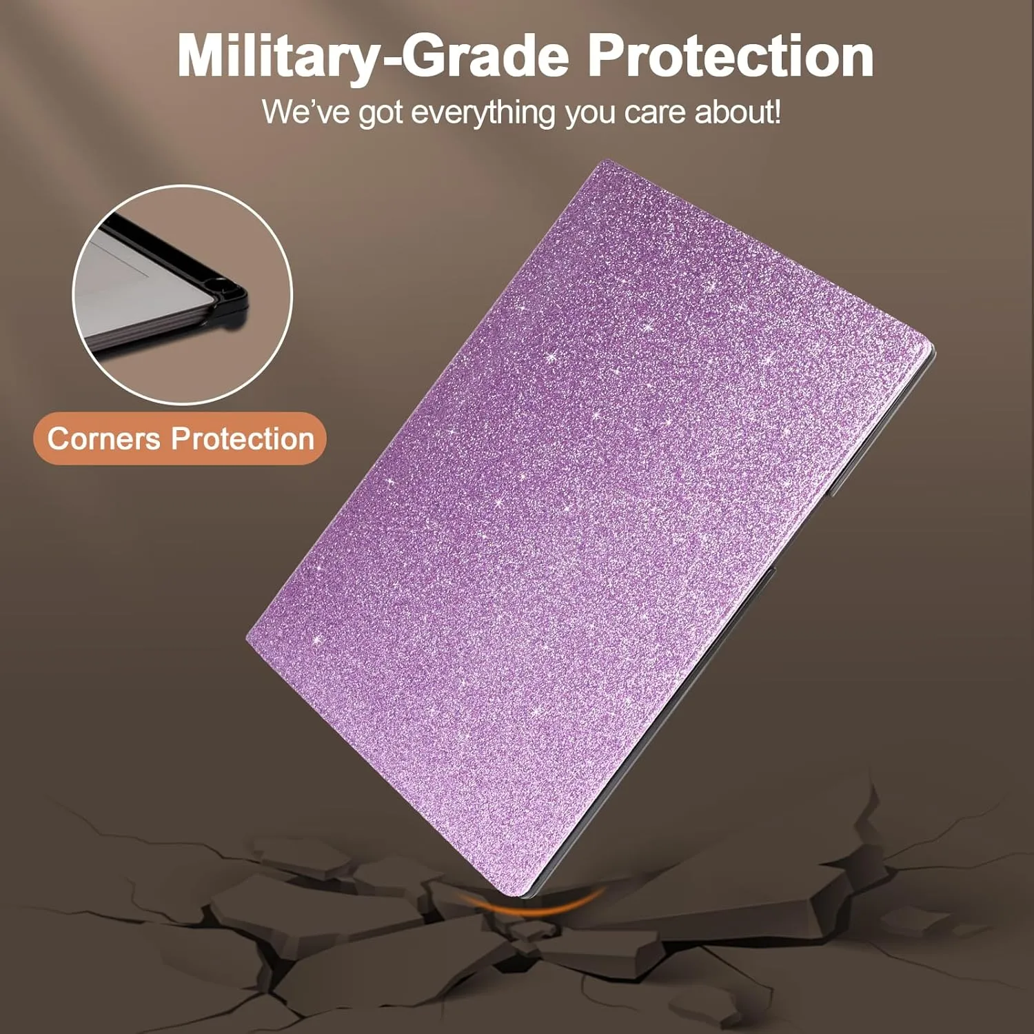 Caweet Case for Remarkable Paper Pro 11.8" 2024, Slim Hard Back Shell Protective Book Folio Cover with Built-in Pen Holder and Auto Wake/Sleep, Glitter Purple