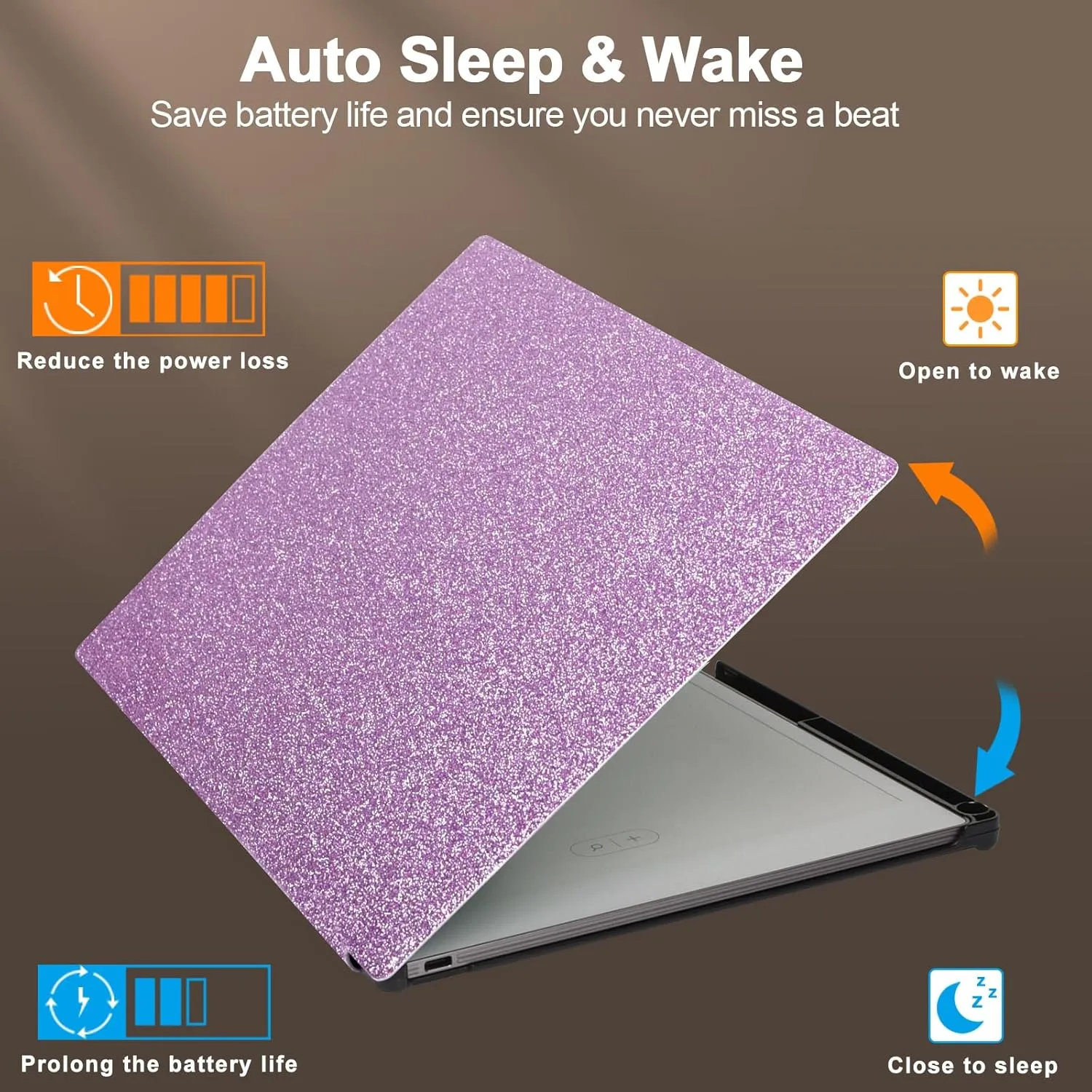 Caweet Case for Remarkable Paper Pro 11.8" 2024, Slim Hard Back Shell Protective Book Folio Cover with Built-in Pen Holder and Auto Wake/Sleep, Glitter Purple