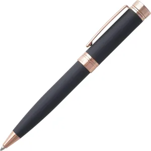 Cerruti NSG9144N 1881 Zoom Soft Navy Ballpoint Pen Made of Brass in Dark Blue/Rose Gold, Writing Colour Blue, Length: 13.6 cm