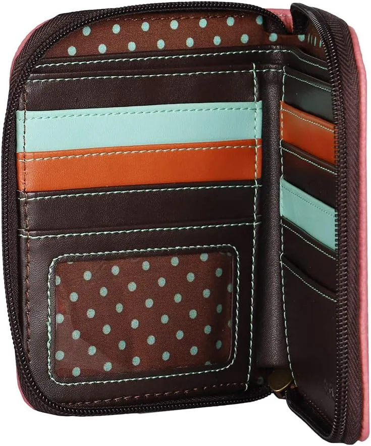 CHALA Zip Around Wallet, Wristlet, 8 Credit Card Slots, Sturdy Pu Leather