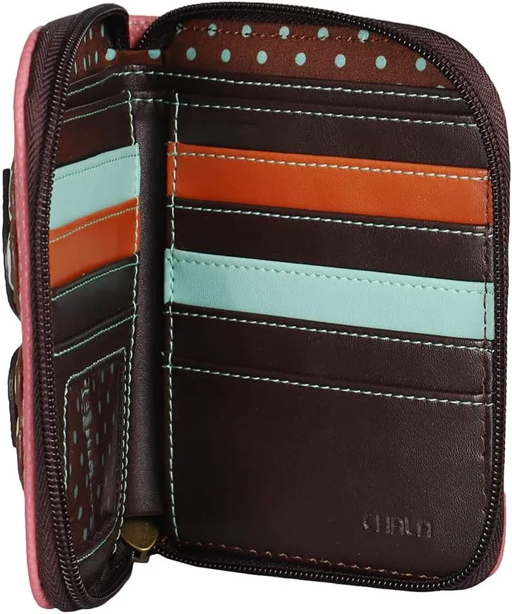 CHALA Zip Around Wallet, Wristlet, 8 Credit Card Slots, Sturdy Pu Leather