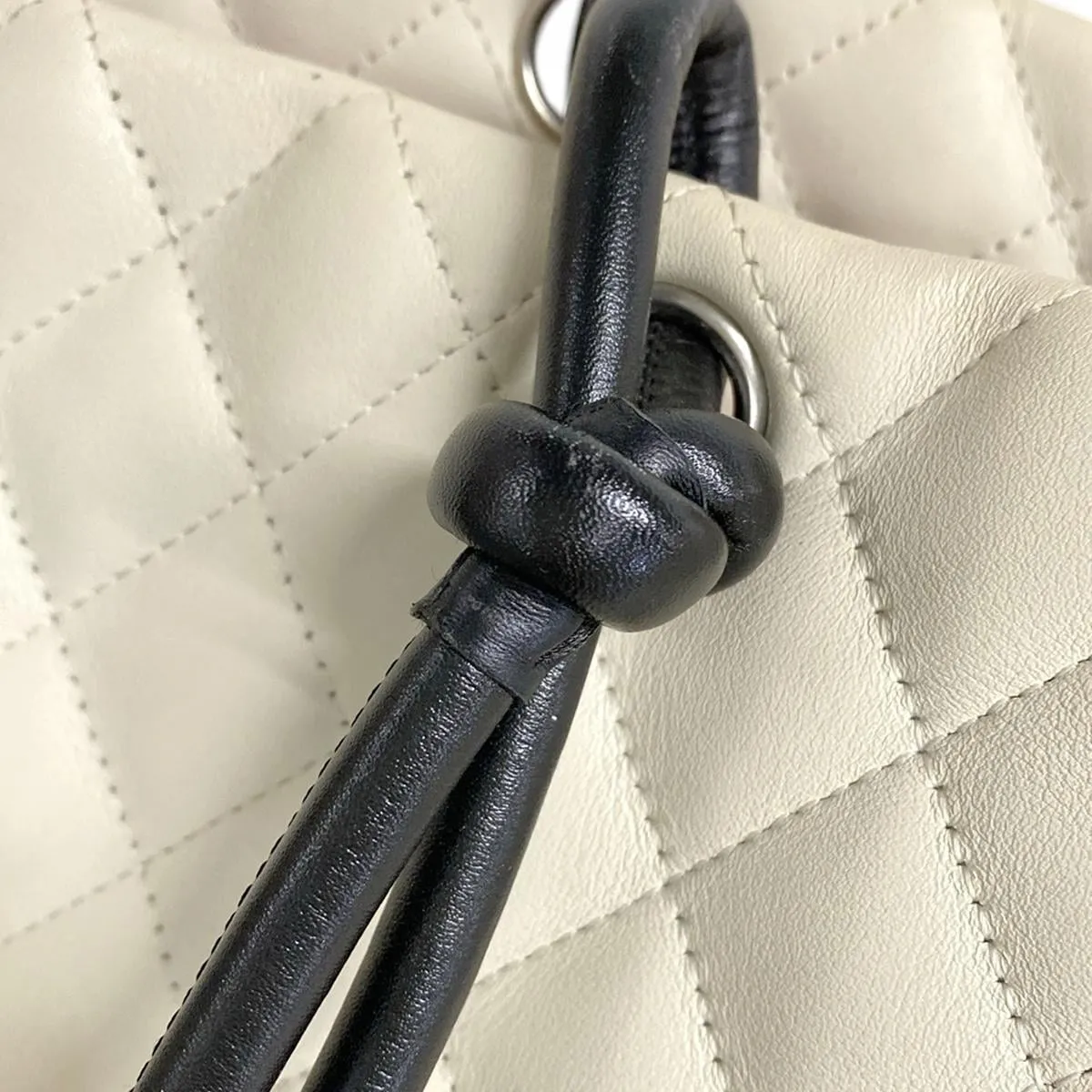 Chanel  Calfskin Quilted Large Cambon Tote White Black 10*