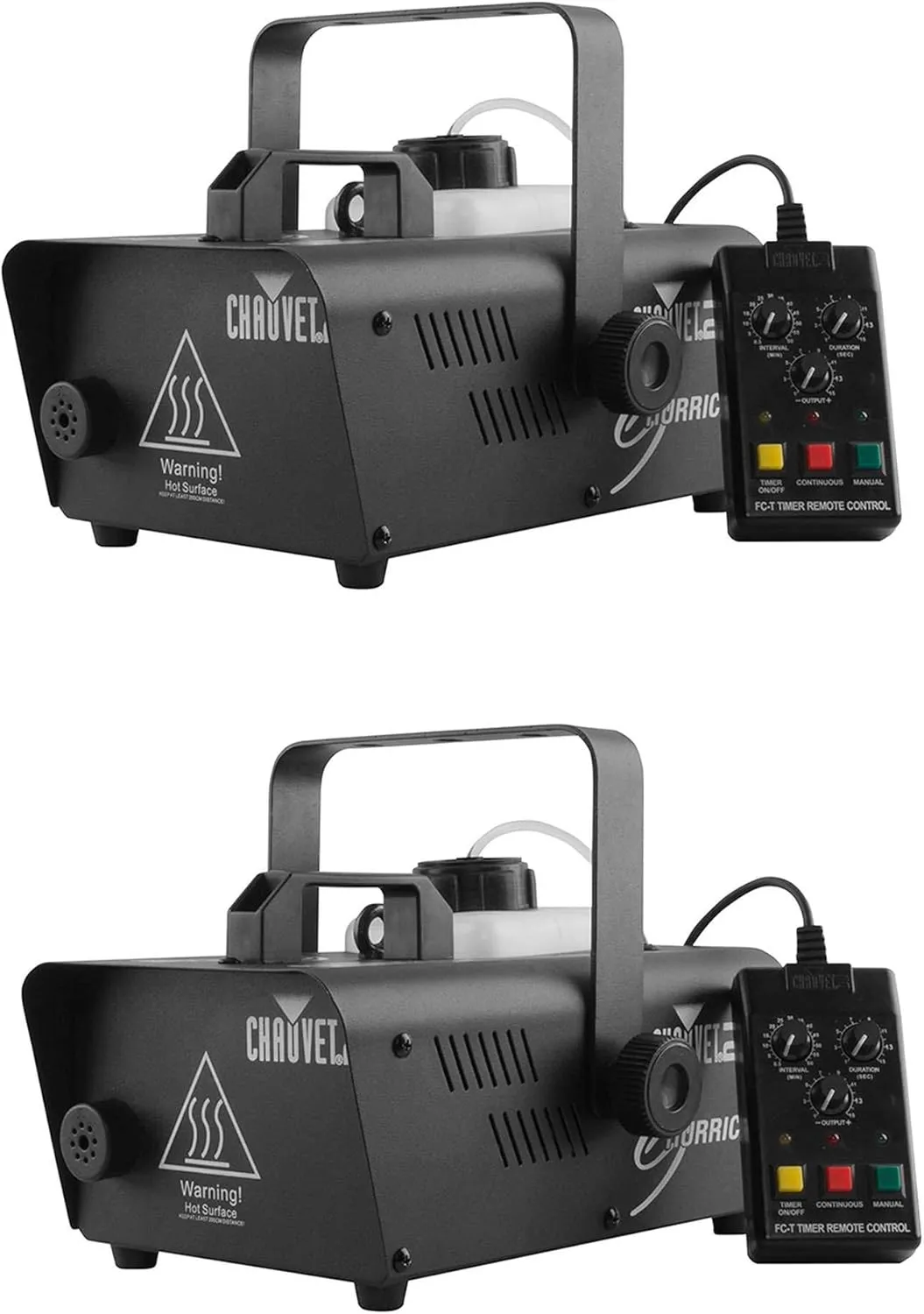 Chauvet DJ H1200 Compact and Lightweight Fog Machine with Timer Remote (Black, 2-Pack)