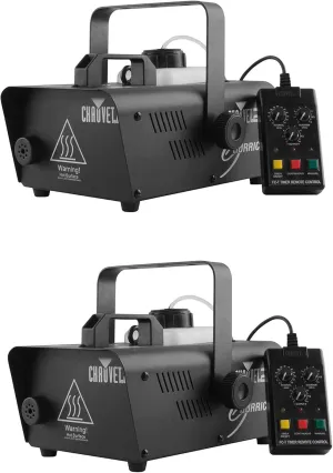 Chauvet DJ H1200 Compact and Lightweight Fog Machine with Timer Remote (Black, 2-Pack)