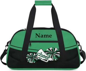 Cheer Green Black Personalized Duffle Bag for Kids Custom Dance Ballet Bag with Name Lightweight Travel Weekender Overnight Bags Sport Gym Duffel Bag Workout Carry On Tote for Girls Boys