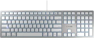 CHERRY KC 6000 Slim Keyboard Made with Mac Layout. with 12 Apple Specific Functions. Scissor Tech Typing for Near Silent. Alternative to Magic Keyboards. USB-A Wired. US Layout White and Silver.
