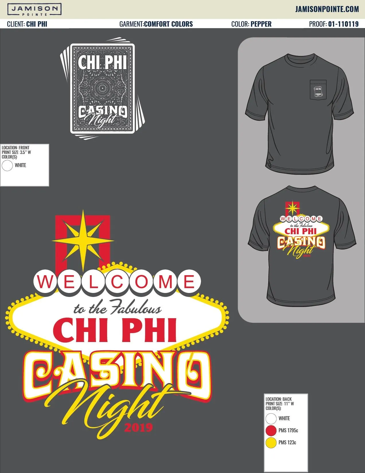 Chi Phi Auburn University Casino T-Shirt
