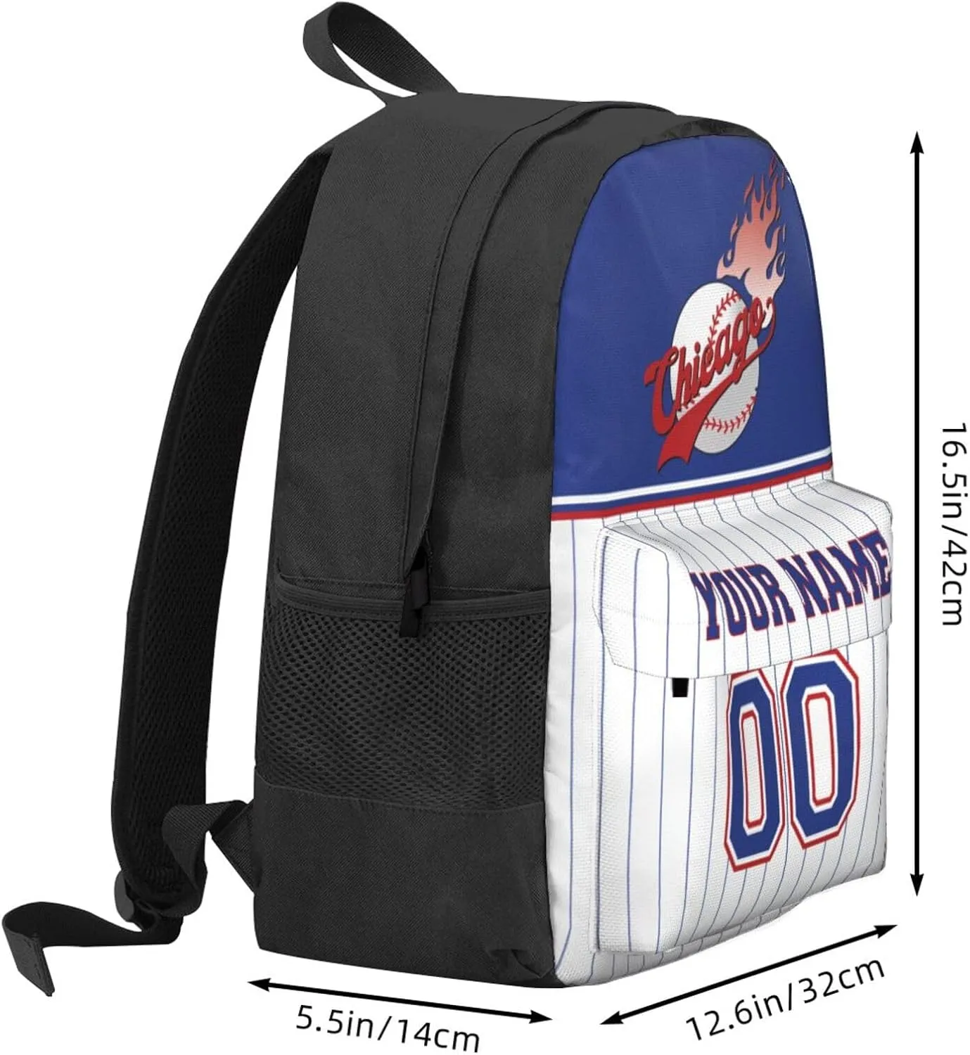 Chicago Backpack,Custom Baseball Sports Backpack With Name/Number,Personalized High Capacity Casual Laptop Bag Travel Bag Gifts For Fans Men Women