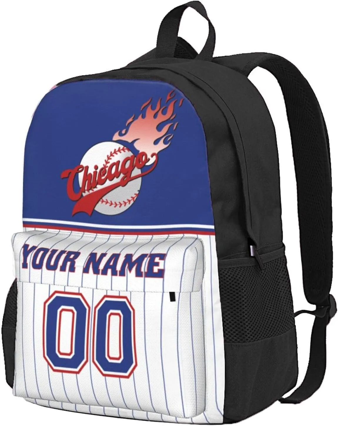 Chicago Backpack,Custom Baseball Sports Backpack With Name/Number,Personalized High Capacity Casual Laptop Bag Travel Bag Gifts For Fans Men Women