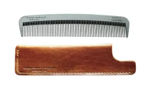 Chicago Comb Model 3 Carbon Fiber   English Tan Horween leather sheath, Made in USA, Anti-static, 5.5 inches (14 cm) long, Fine-tooth, Pocket and Travel Comb