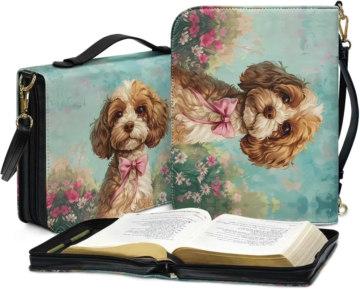 Christian Study Bible Book Protective Cover Leather Bible Covers for Men Women Customized With Shoulder Strap