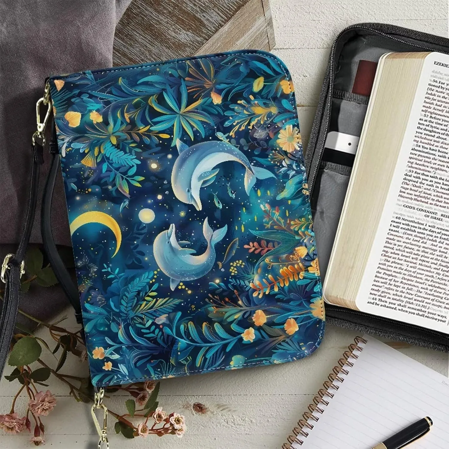 Christian Study Bible Book Protective Cover Leather Bible Covers for Men Women Customized With Shoulder Strap