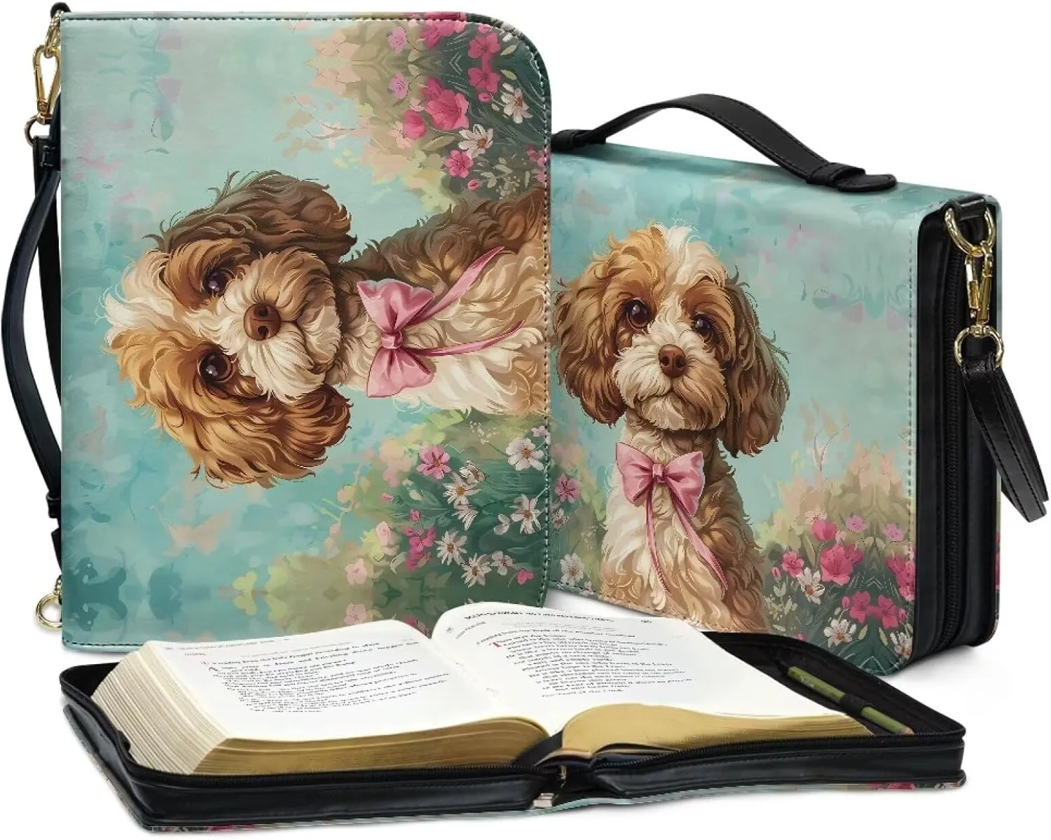 Christian Study Bible Book Protective Cover Leather Bible Covers for Men Women Customized With Shoulder Strap