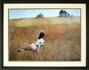 Christina's World By Andrew Wyeth Painting Girl on Field Framed Art Print 32x22