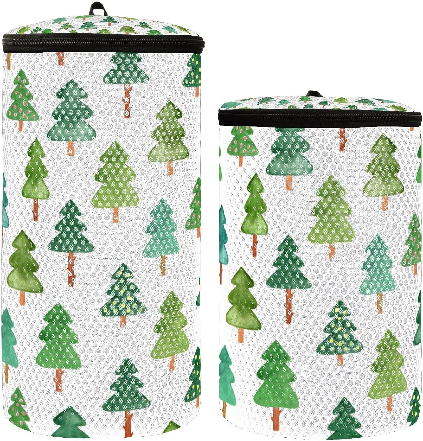 Christmas Spruce Forest Fir Trees Shoes Wash Bags 2 Pcs Mesh Laundry Bag with Zipper for Shoes Sneakers Sock Bras