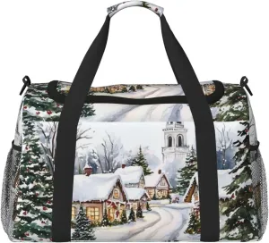 Christmas Village Travel Duffel Bag Tote Bag Sports Gym Bag For Women And Men