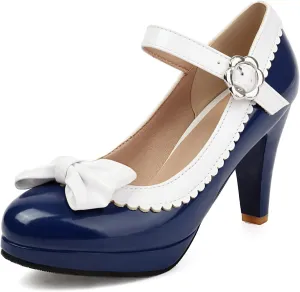 Chunky High Heels Mary Janes Sweet Bow Pumps Platform Kawaii Lolita Rockabilly Cosplay Shoes
