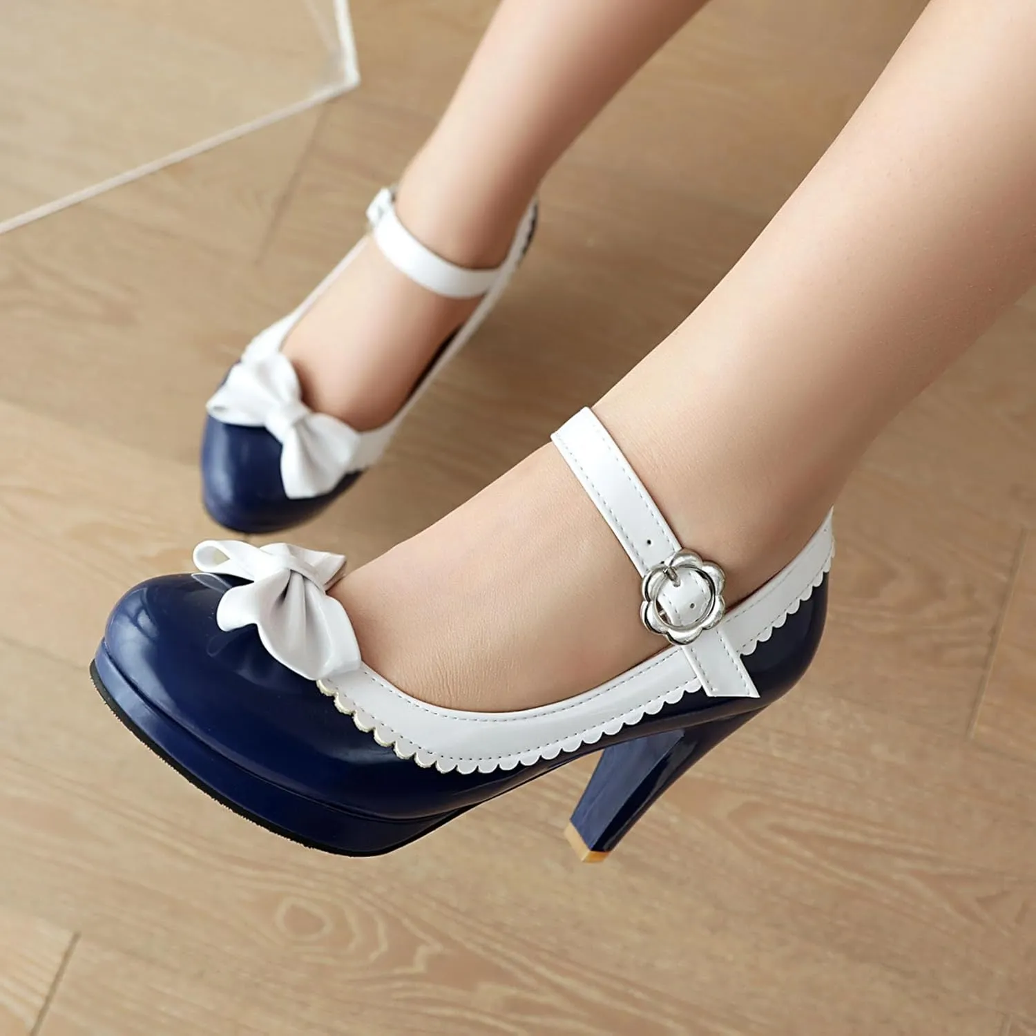 Chunky High Heels Mary Janes Sweet Bow Pumps Platform Kawaii Lolita Rockabilly Cosplay Shoes