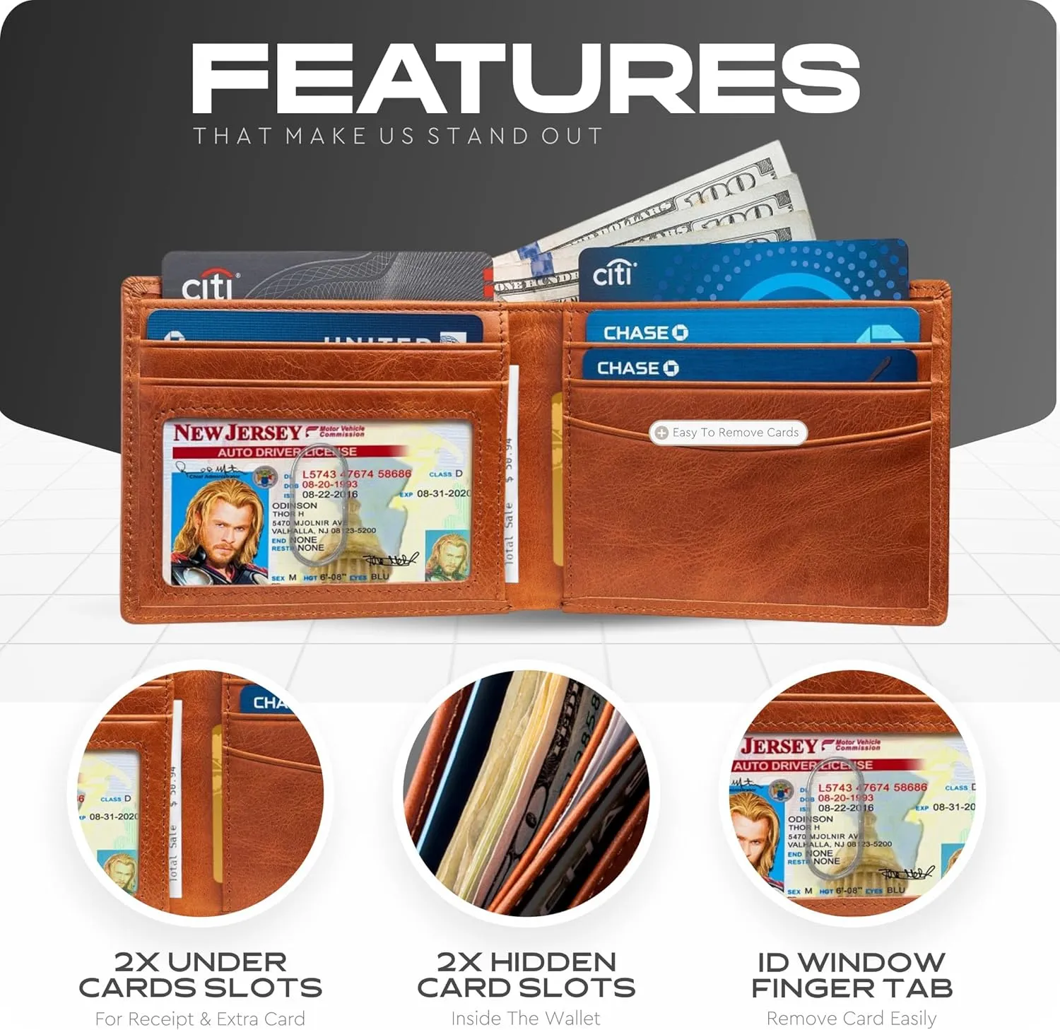 Claasico Men’s Bifold Wallet for Men – Genuine Leather RFID Wallet, Slim Billfold Cardholder w/ID Window – Gift Box Included