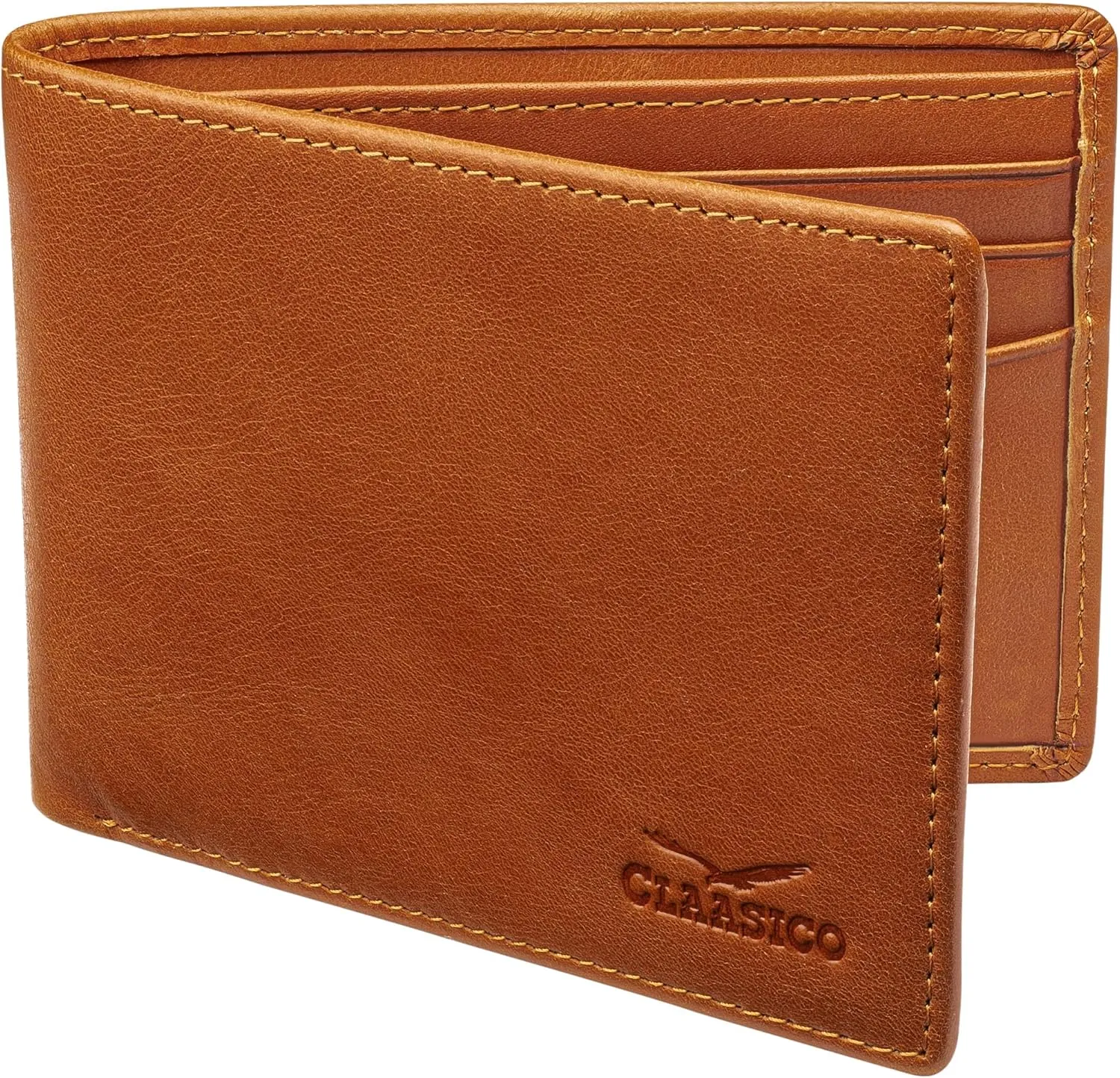 Claasico Men’s Bifold Wallet for Men – Genuine Leather RFID Wallet, Slim Billfold Cardholder w/ID Window – Gift Box Included