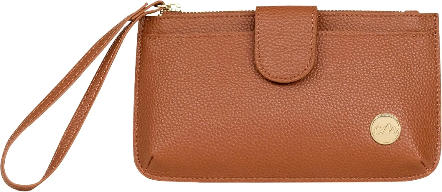 CleverMade Premium Zip Pouch Wallet Clutch with Multiple Storage Pockets and Wristlet Strap for Easy Carrying