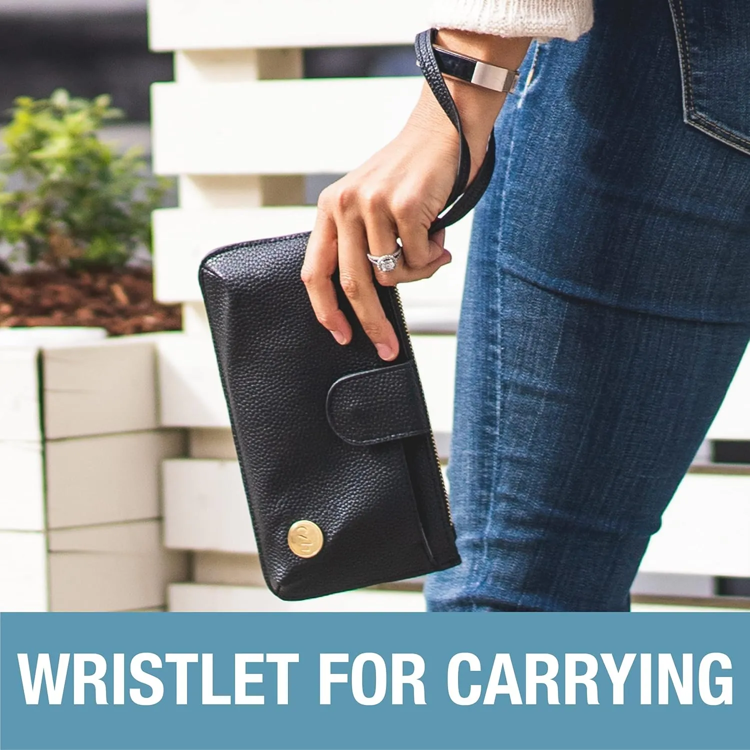 CleverMade Premium Zip Pouch Wallet Clutch with Multiple Storage Pockets and Wristlet Strap for Easy Carrying