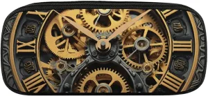 Clock Gear Large Pencil Bag Waterproof Cute Pen Case Travel Cosmetic Leather Makeup Bag Organizer Pen Holder for Men Women