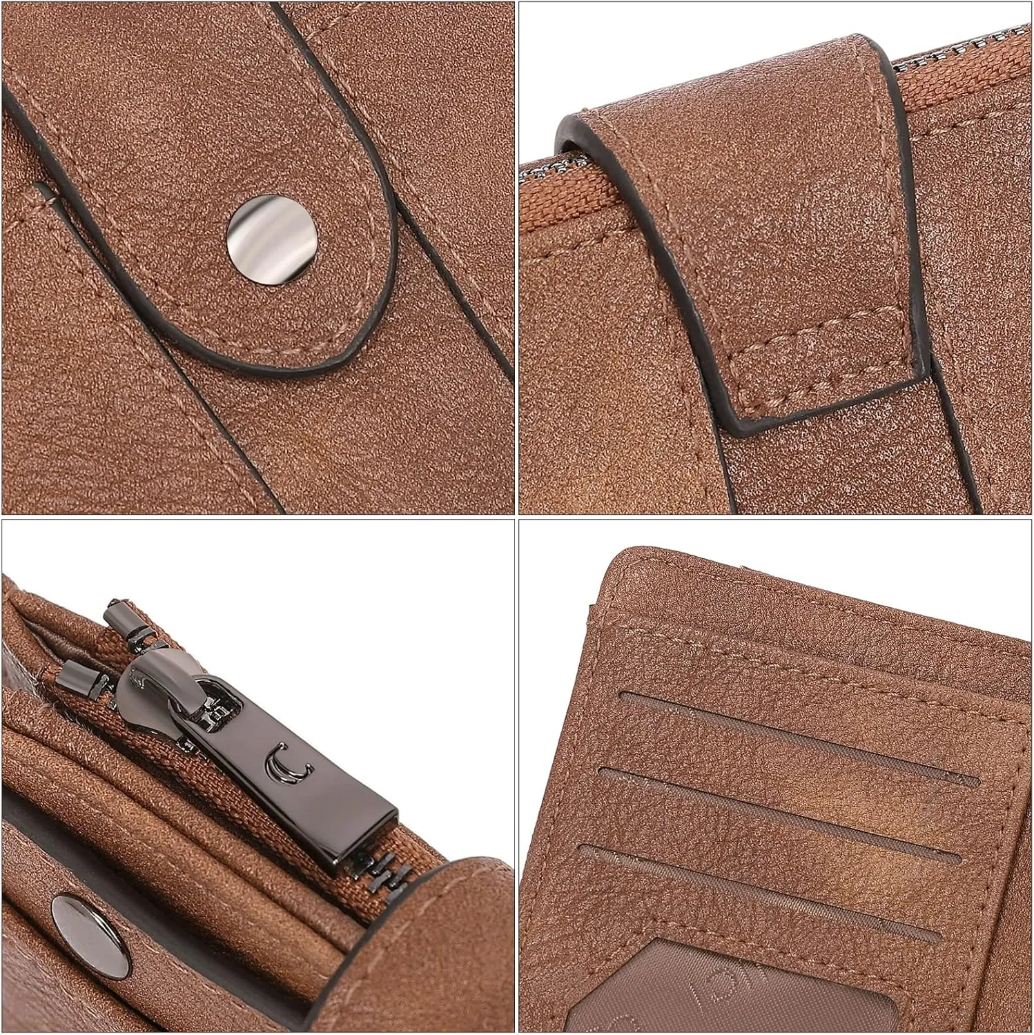 CLUCI Small Wallet for Women Leather Slim Womens Wallet Bifold Multi Card Holder Organizer Designer with Removable ID Window