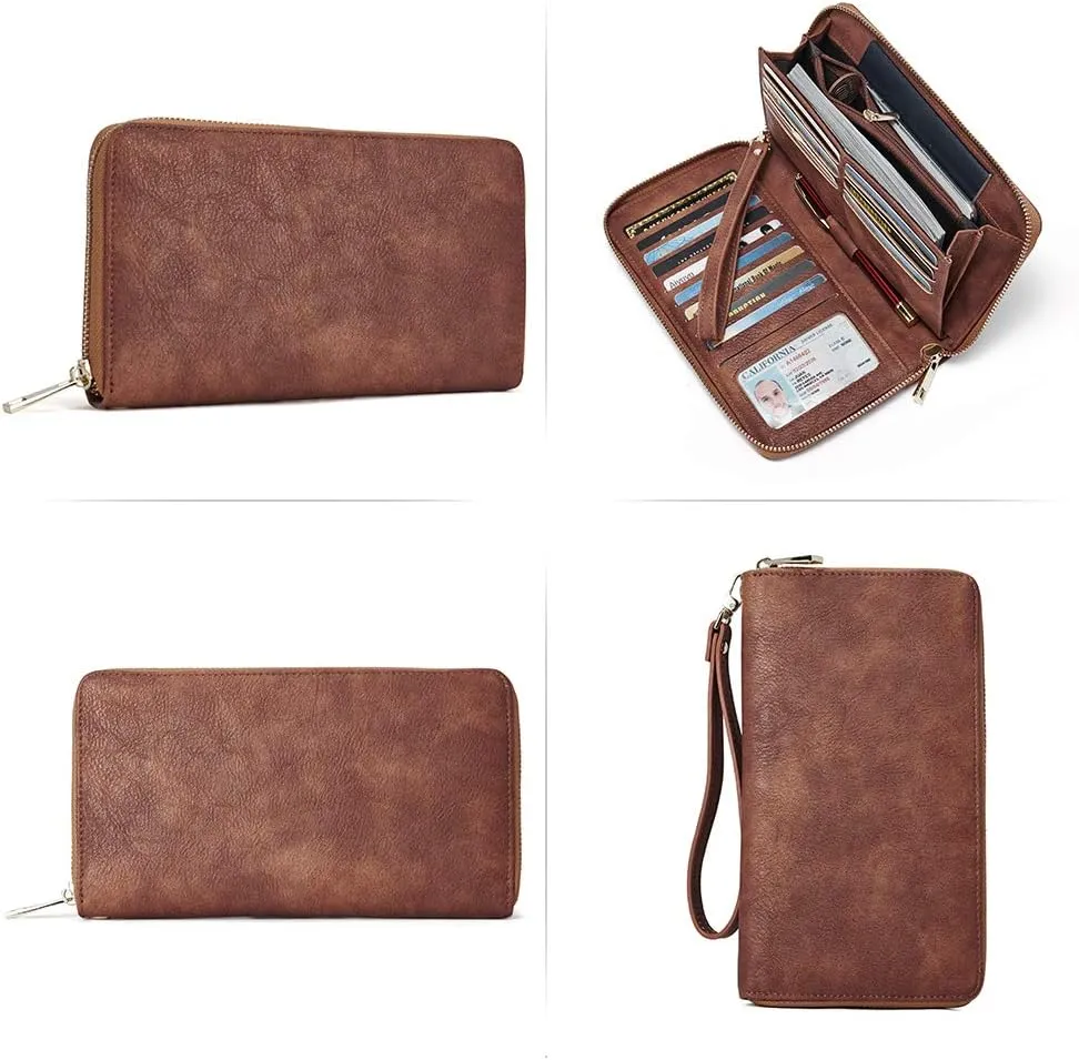 CLUCI Womens Wallet RFID Bifold Wristlet Large