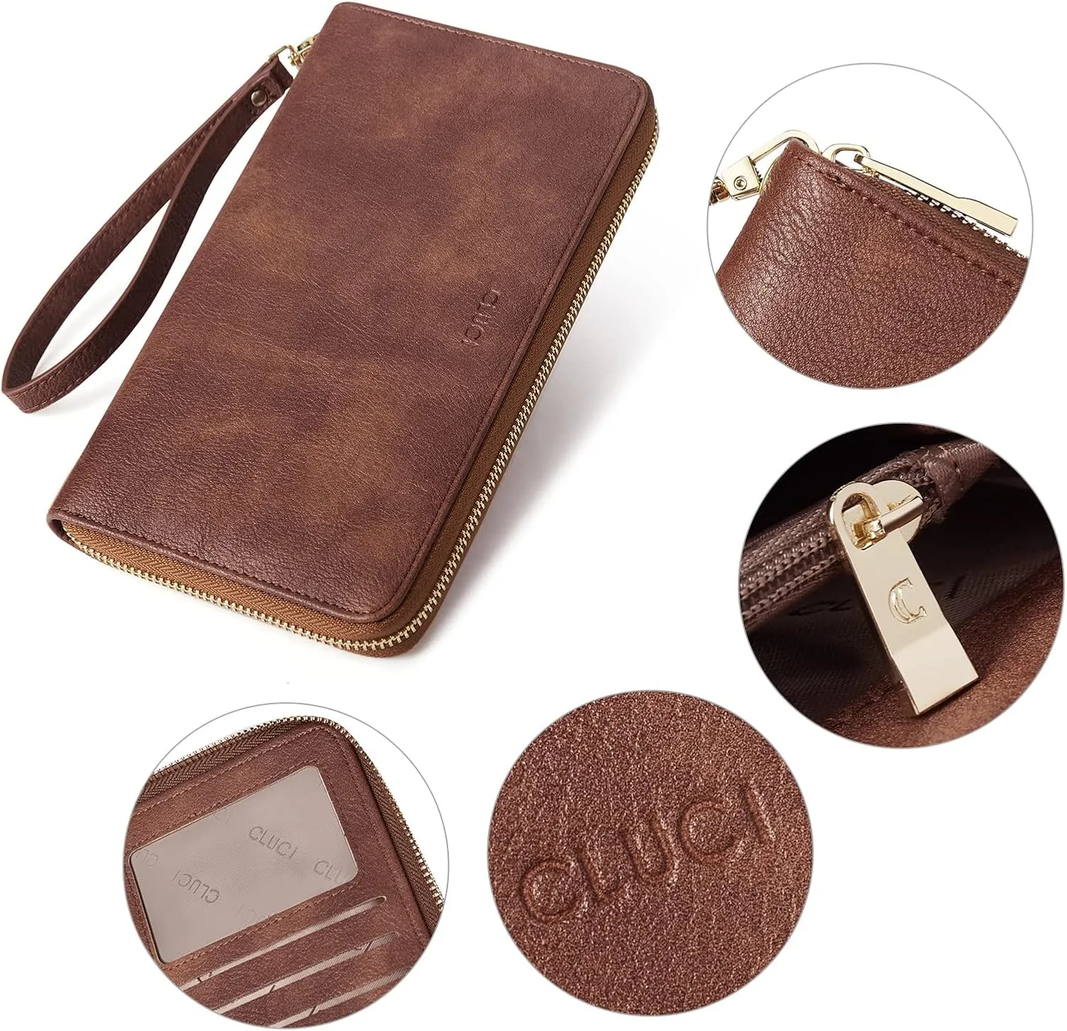 CLUCI Womens Wallet RFID Bifold Wristlet Large