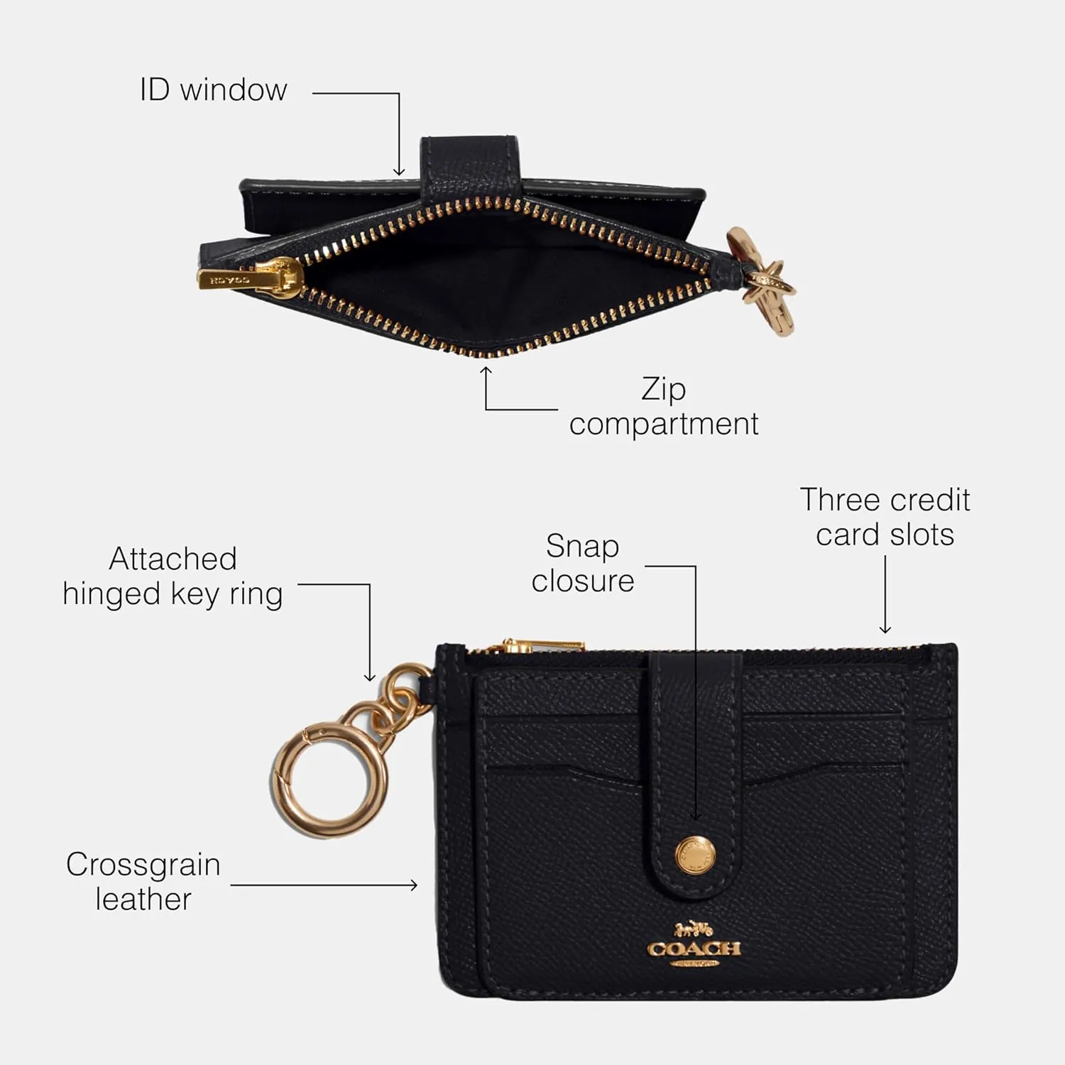 Coach Crossgrain Leather Attachment Card Case