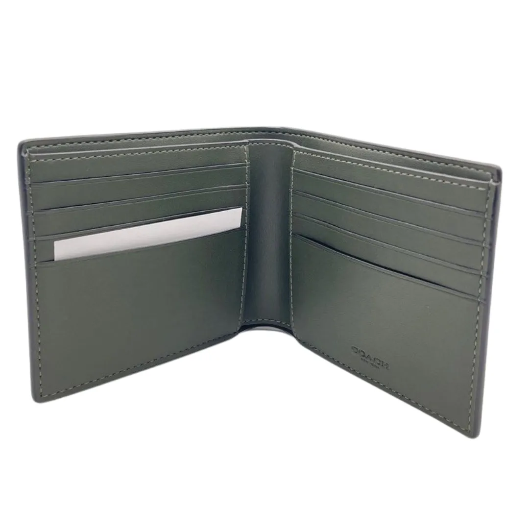 Coach Signature Green Camo Print Bi-fold Wallet