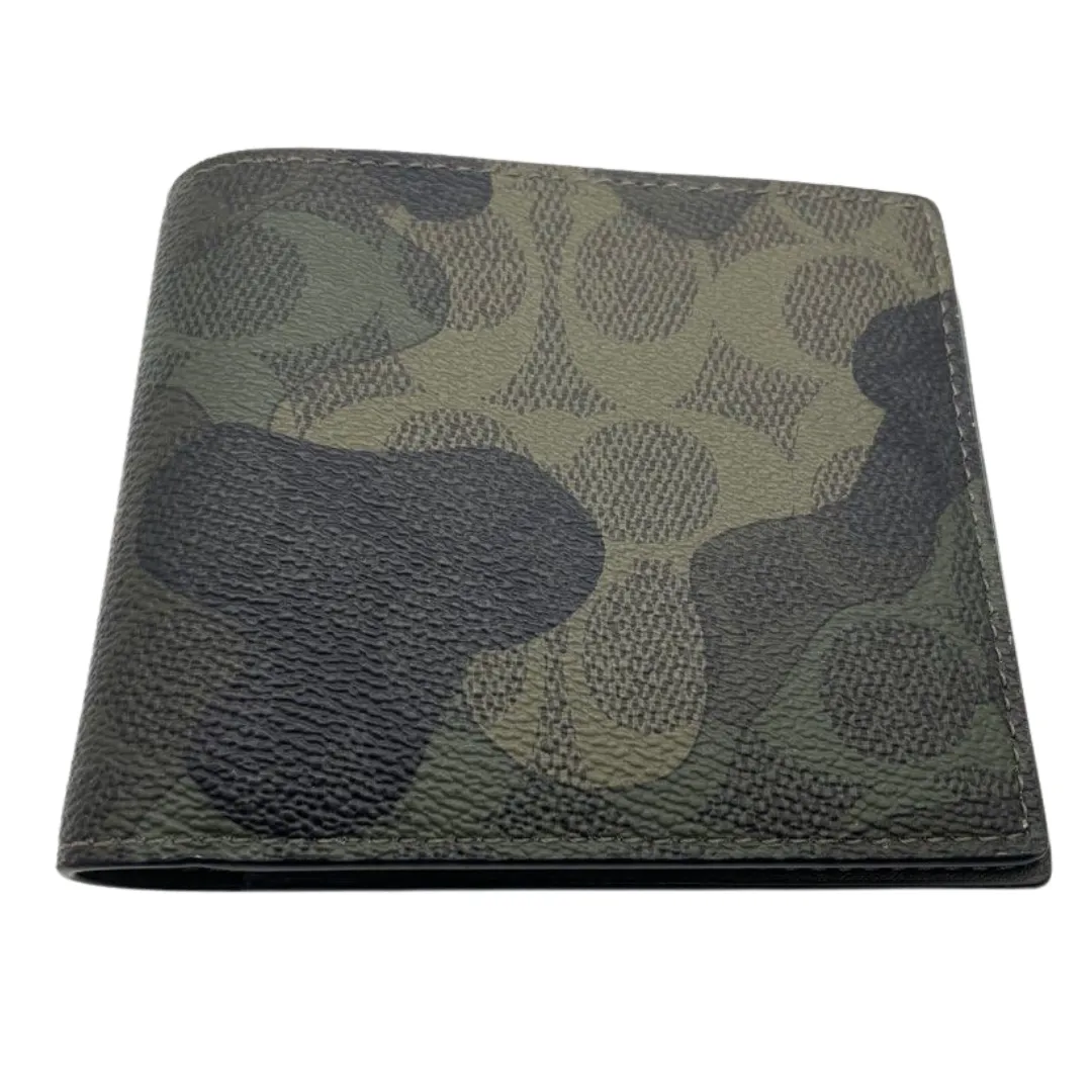 Coach Signature Green Camo Print Bi-fold Wallet