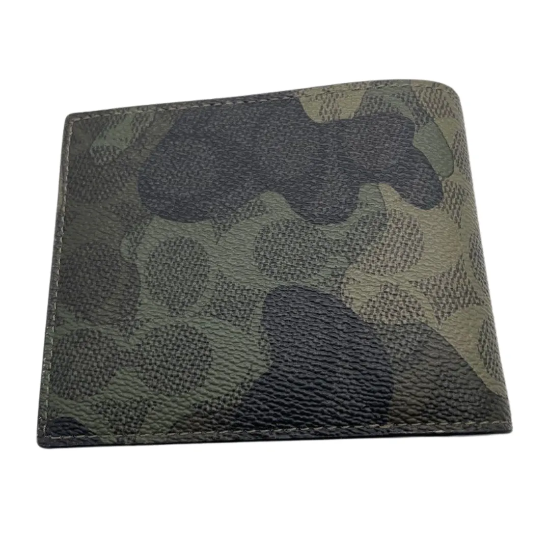 Coach Signature Green Camo Print Bi-fold Wallet
