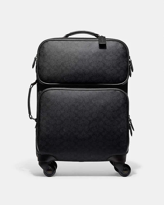 Coach Wheeled Carry On In Signature Canvas Charcoal