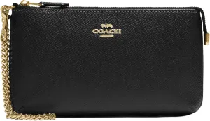 Coach Women's Crossgrain Leather Wristlet W Chain