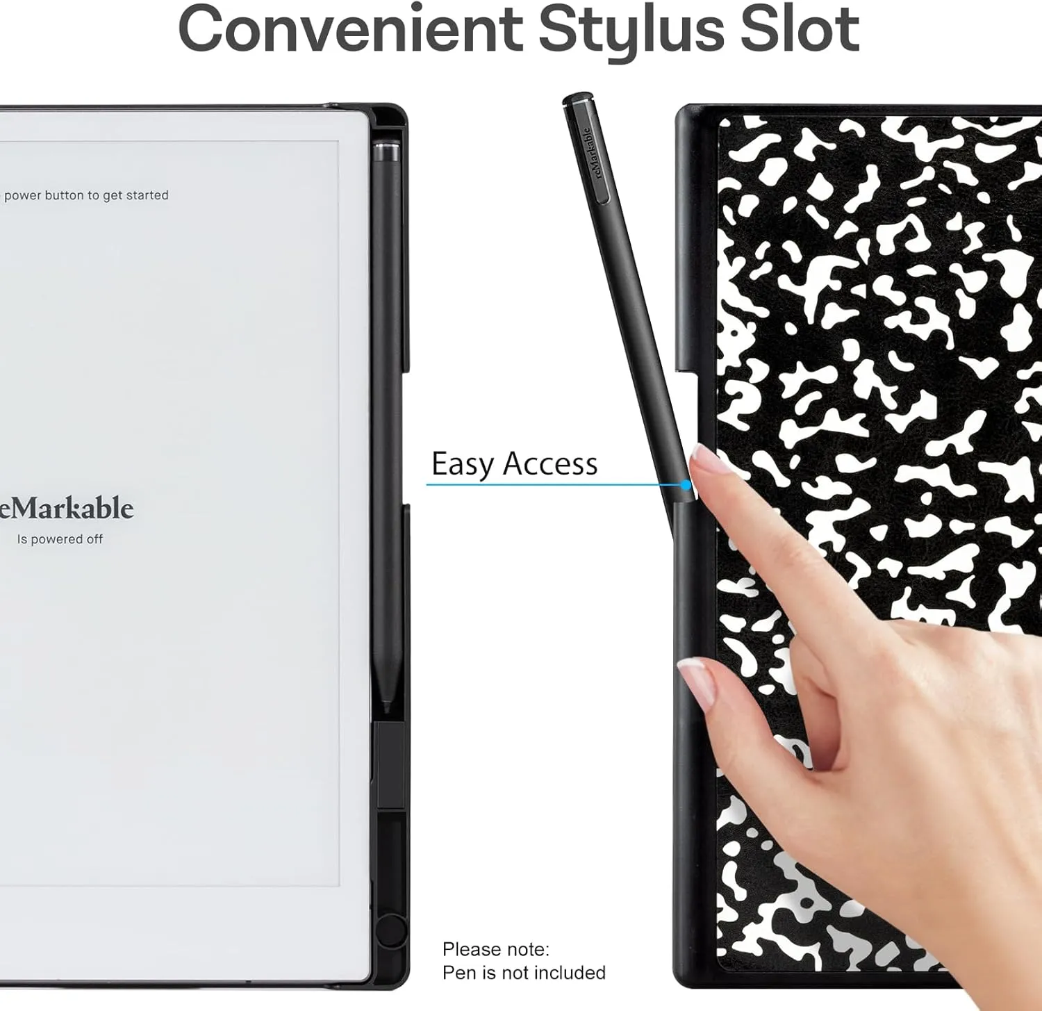 CoBak Case for Remarkable 2 Paper Tablet - Lightweight and Protective Book Folio Cover with Built-in Pen Holder - for 10.3" 2020 Released, Black Notebook