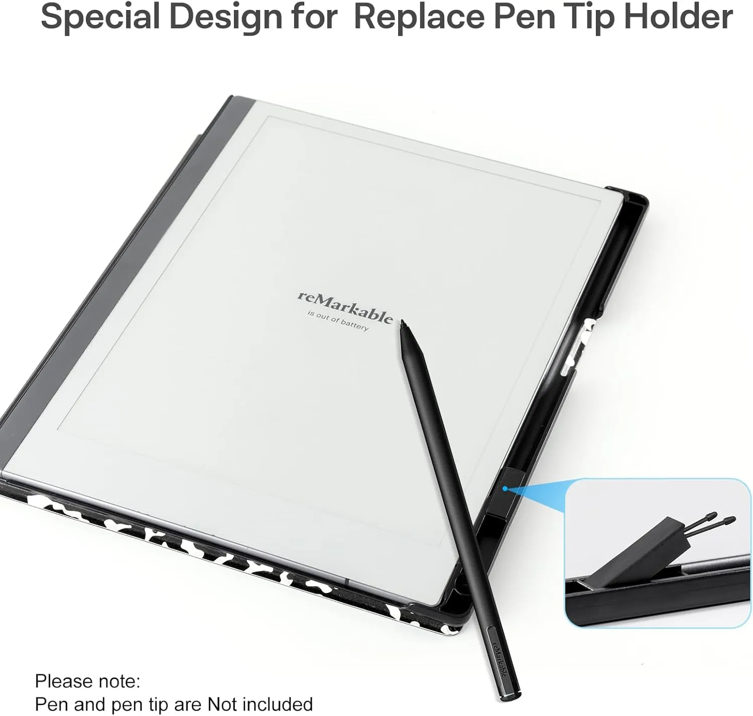 CoBak Case for Remarkable 2 Paper Tablet - Lightweight and Protective Book Folio Cover with Built-in Pen Holder - for 10.3" 2020 Released, Black Notebook