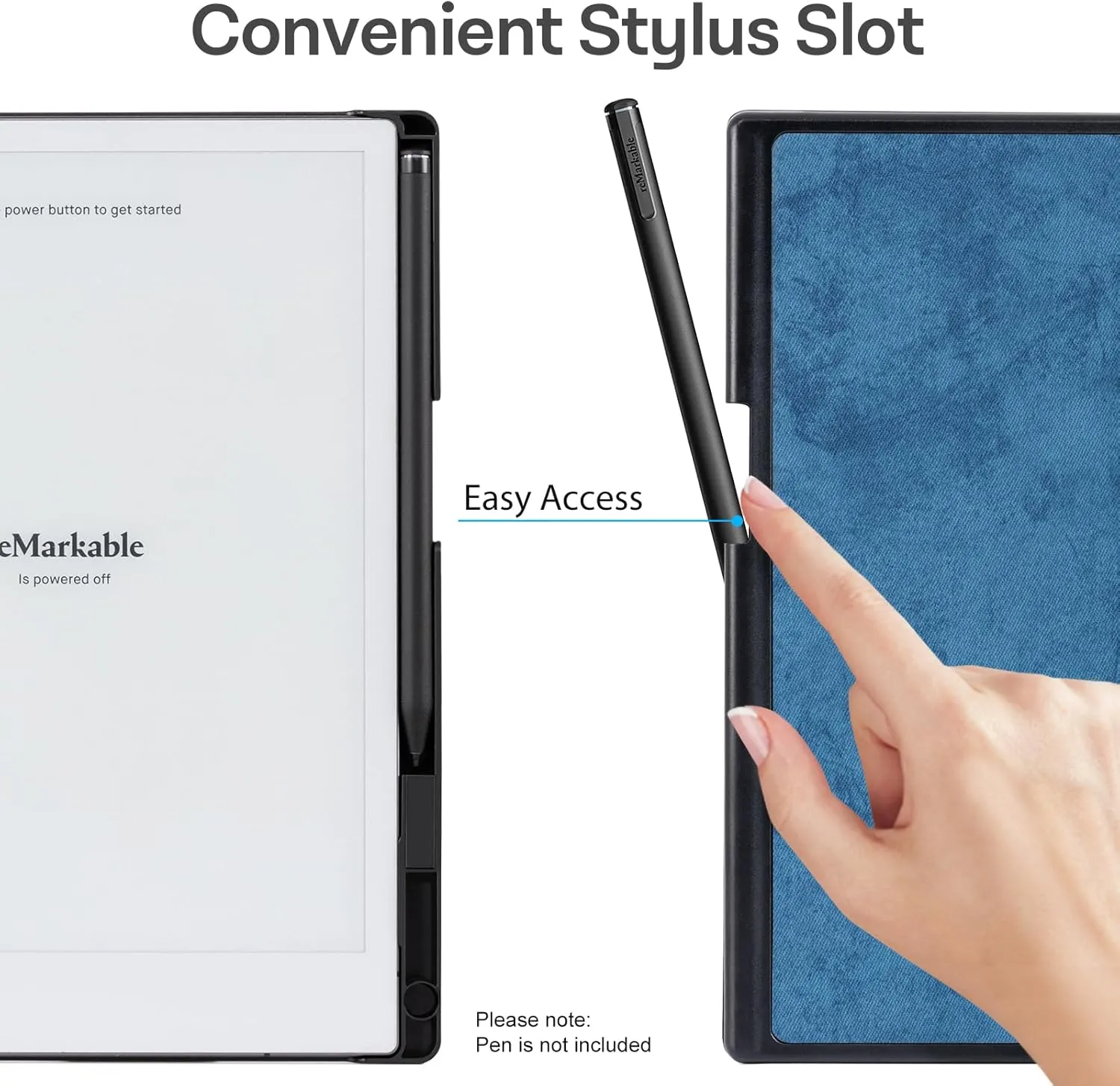 CoBak Case for Remarkable 2 Tablet - Lightweight and Hard Back Shell Protective Book Folio Cover with Built-in Pen Holder - Only for 10.3" 2020 Released (Blue)