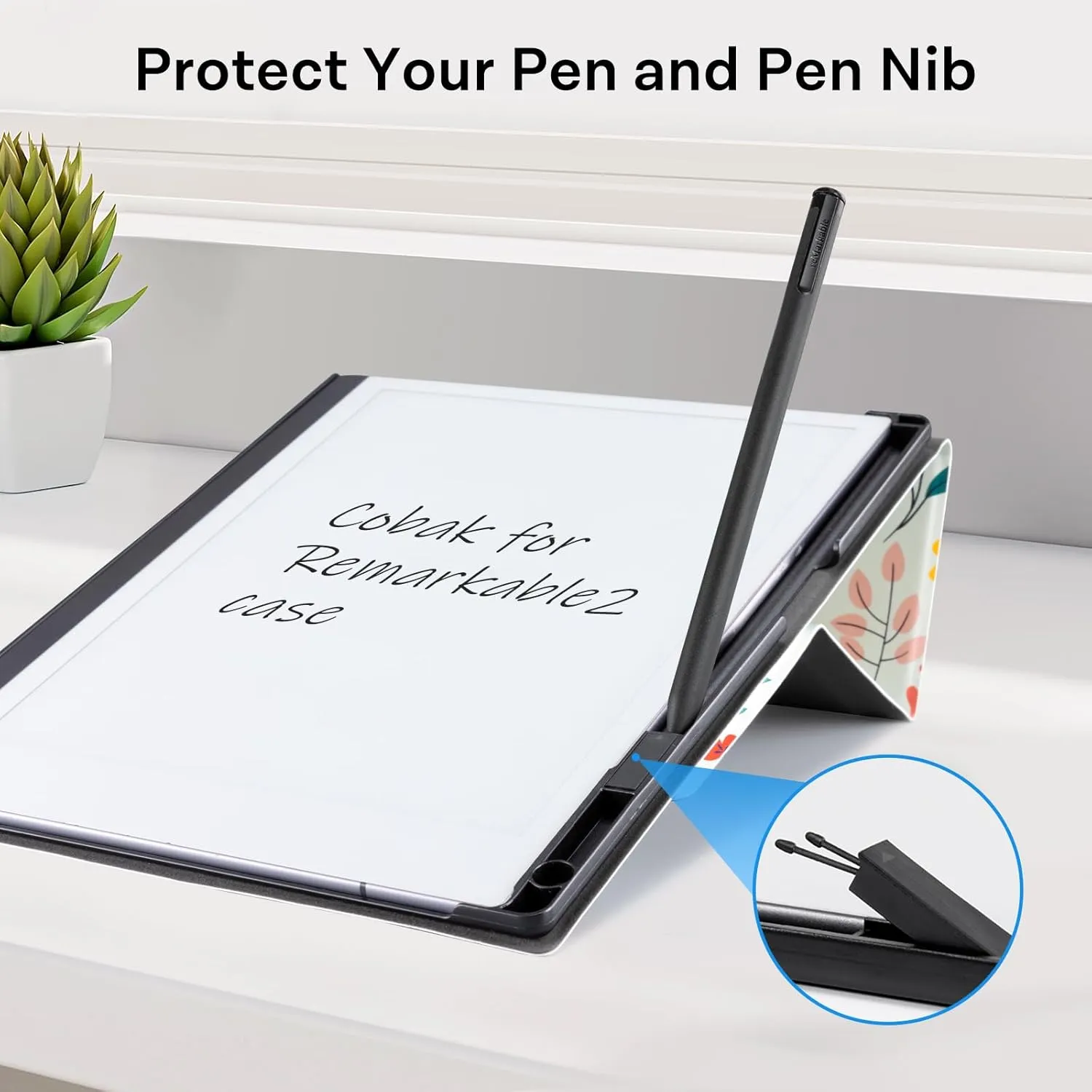 CoBak Case for Remarkable 2 -with Pen Holder and Multi-Angle Foldable Stand Feature -A Remarkable 2 Case with Pen Holder for the Remarkable 2 Paper Tablet - Classic-Floral