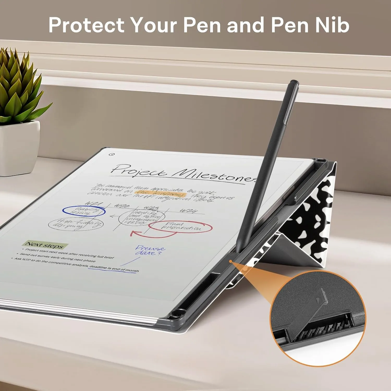 CoBak Case for Remarkable Paper Pro-with Pen Holder, Nib Storage, Ergonomic Design for Enhanced Writing Comfort - The Perfect Choice for Remarkable Paper Pro Case with Pen Holder(Black Notebook)