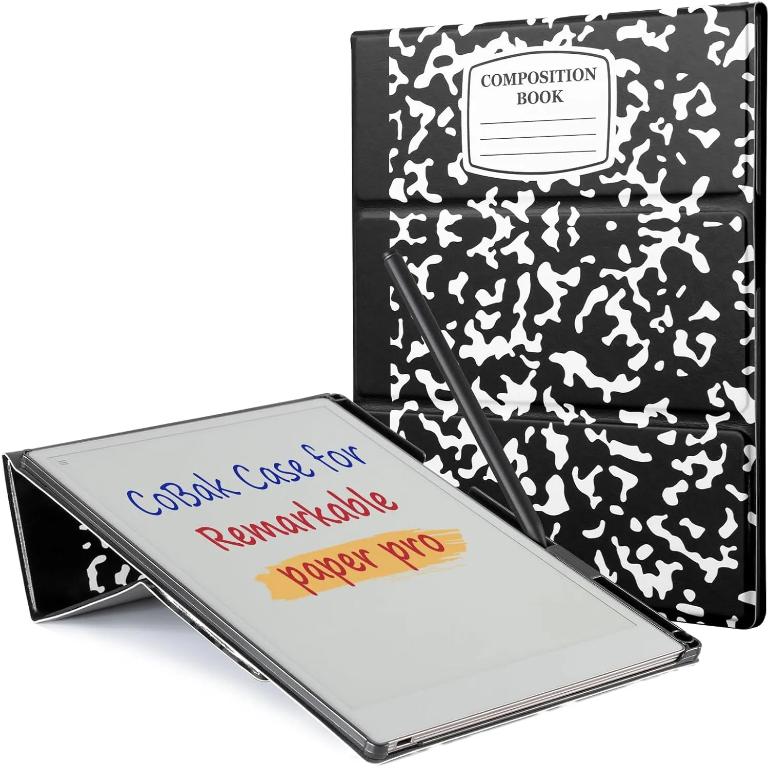 CoBak Case for Remarkable Paper Pro-with Pen Holder, Nib Storage, Ergonomic Design for Enhanced Writing Comfort - The Perfect Choice for Remarkable Paper Pro Case with Pen Holder(Black Notebook)