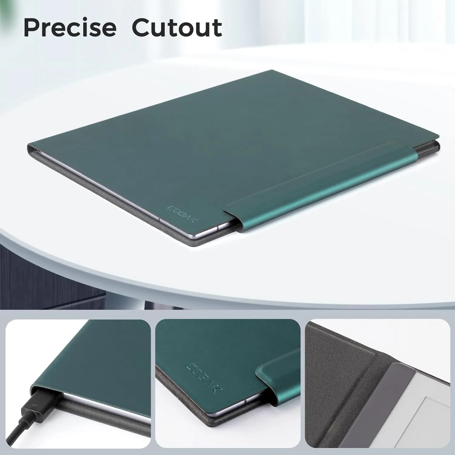 CoBak Magnetic Case for Remarkable 2 Paper Tablet, Ultra Lightweight Book Folio Cover with Safe Magnetic Buckle Pen Holder, Only for 10.3" Remarkable 2 2020 Relaesed (Dark Green)