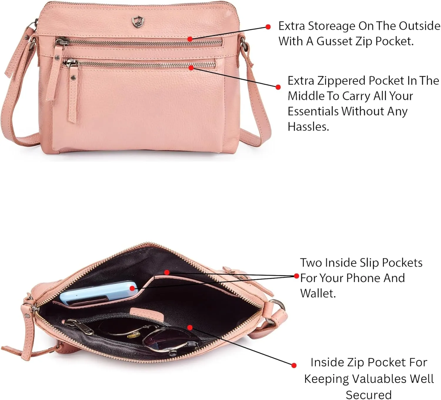 Cochoa Real Leather Soft Crossbody Bags for Women Small Purse Trendy Shoulder Sling Travel Crossover