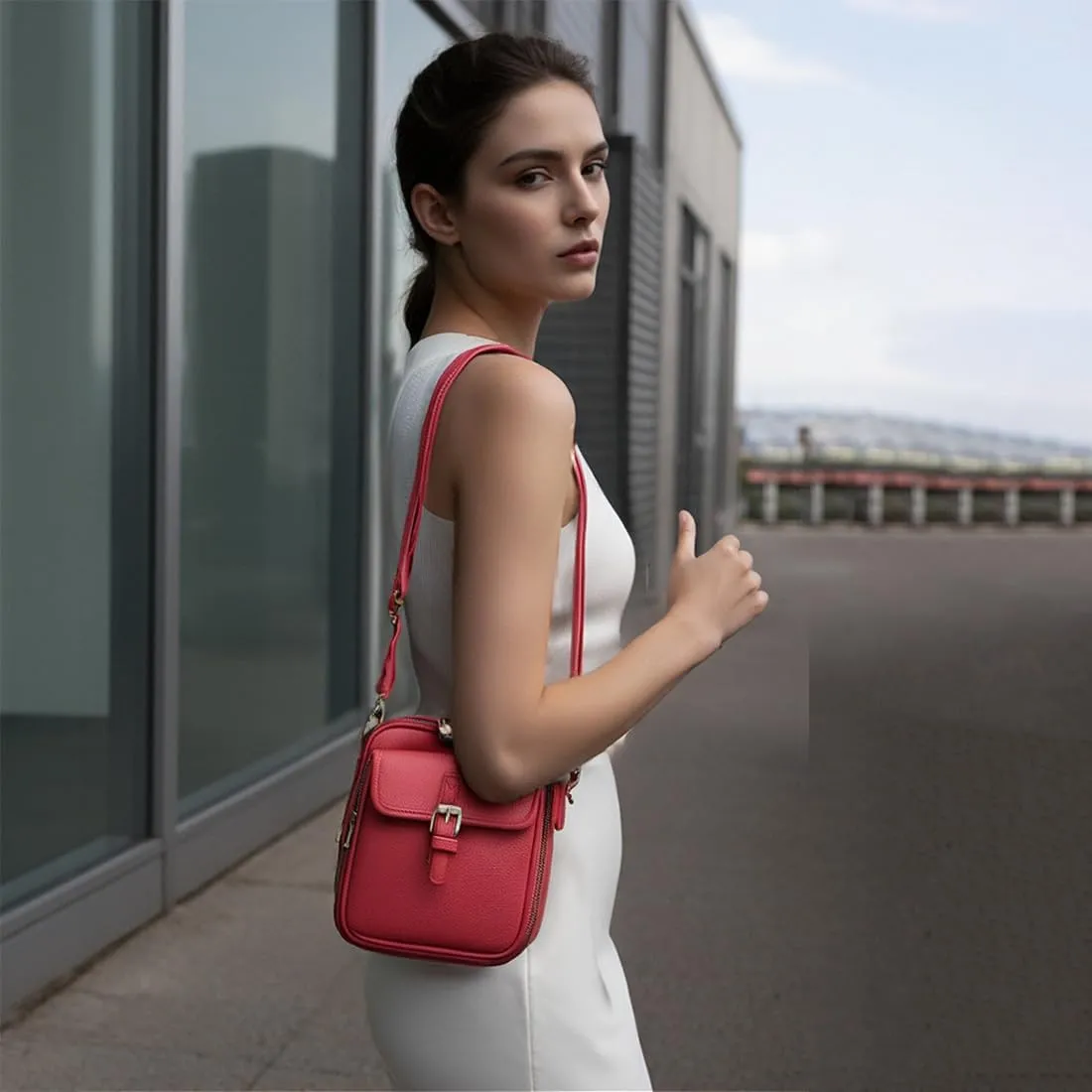 Collaboraten1 Crossbody Leather Bag, 2025 Upscale Urvashi Crossbody Leather Bag, Crossbodys Purse with Built in Wallet