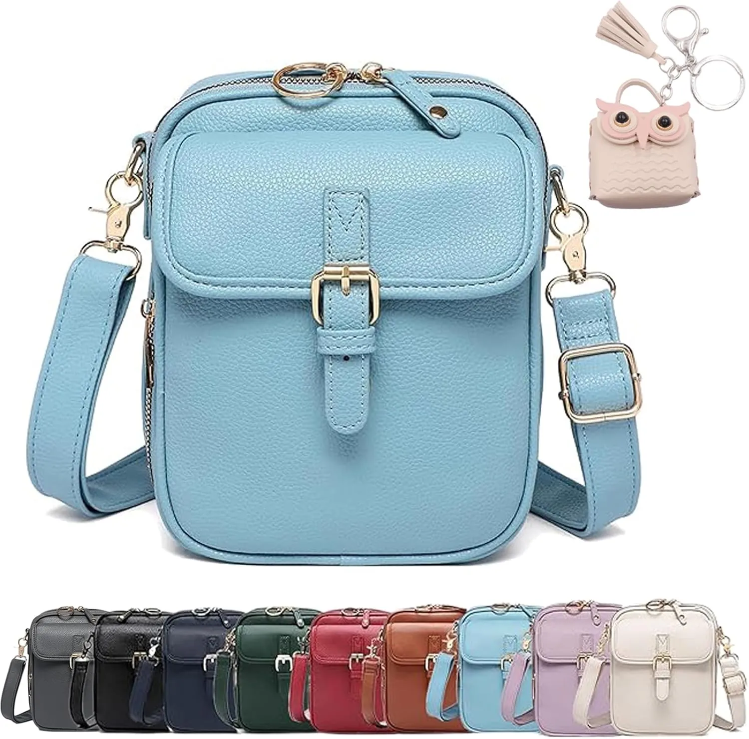 Collaboraten1 Crossbody Leather Bag, Casual Crossbody Bag for Women, Vintage Anti Theft Purse with 10 Card Slot
